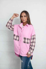 Dropped Shoulder Plaid Print Collared Neck Shirt king-general-store-5710.myshopify.com