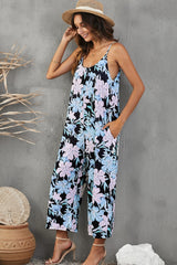 Botanical Print Spaghetti Strap Cropped Jumpsuit king-general-store-5710.myshopify.com