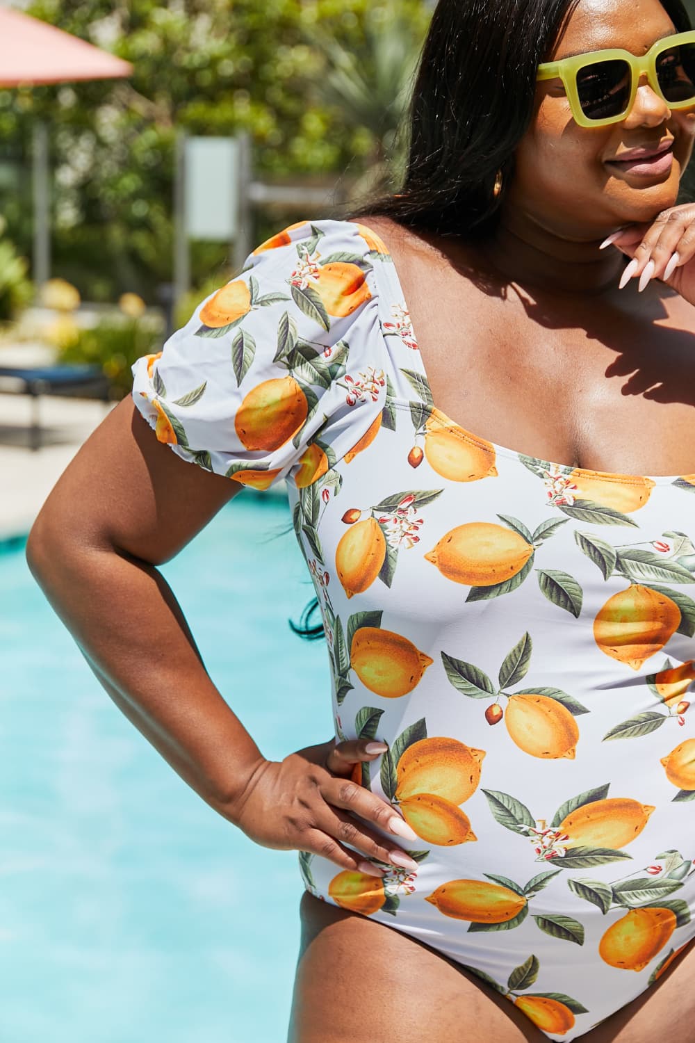 Marina West Swim Salty Air Puff Sleeve One-Piece in Citrus Orange king-general-store-5710.myshopify.com