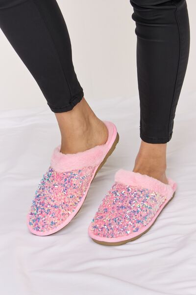 Forever Link Sequin Plush Round Toe Slippers king-general-store-5710.myshopify.com