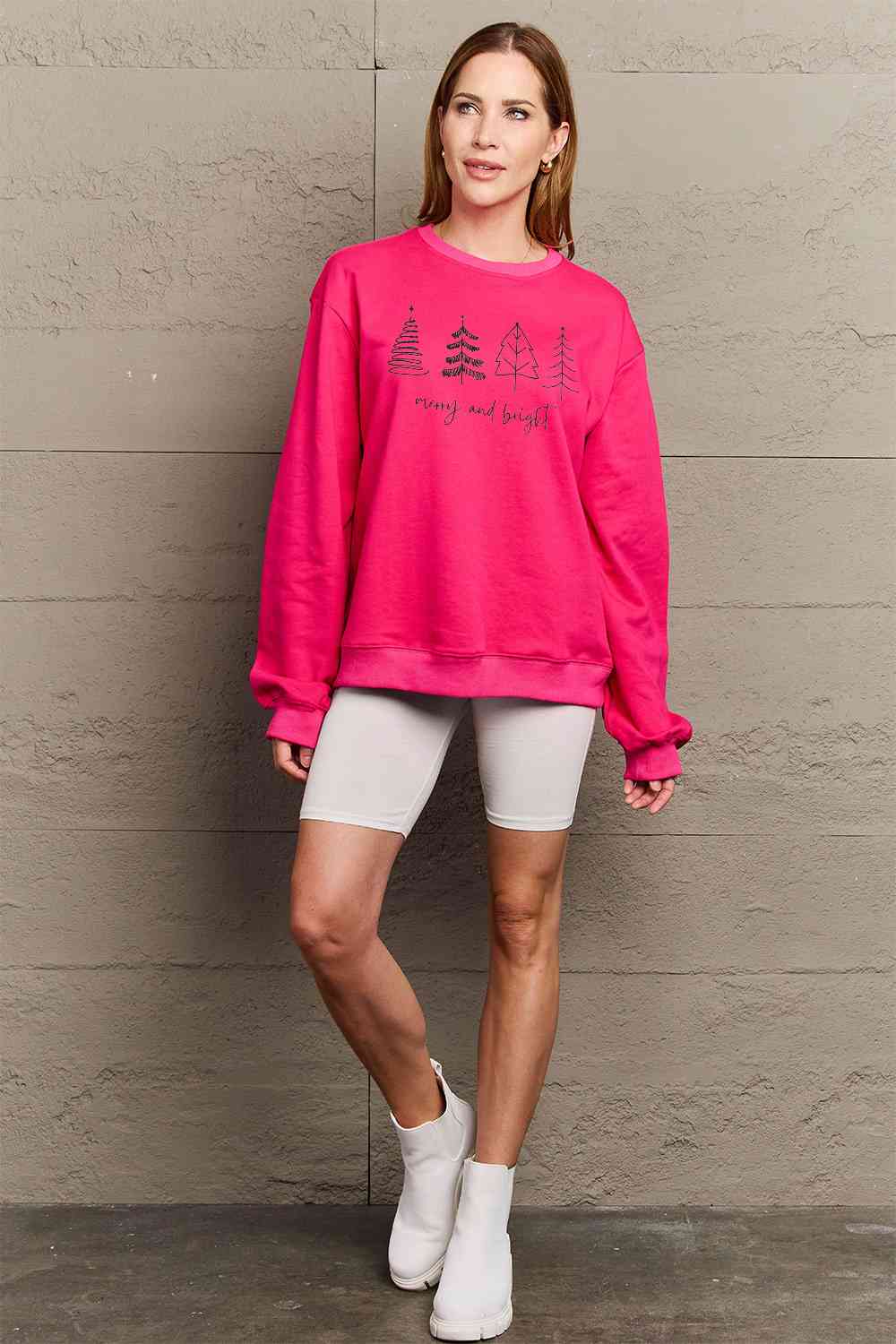 Simply Love Full Size MERRY AND BRIGHT Graphic Sweatshirt king-general-store-5710.myshopify.com