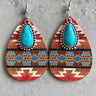 Turquoise Teardrop Shape Wooden Dangle Earrings king-general-store-5710.myshopify.com