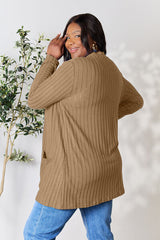 Basic Bae Full Size Ribbed Open Front Cardigan with Pockets king-general-store-5710.myshopify.com