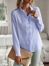 Ruffle Trim Long Sleeve Shirt king-general-store-5710.myshopify.com