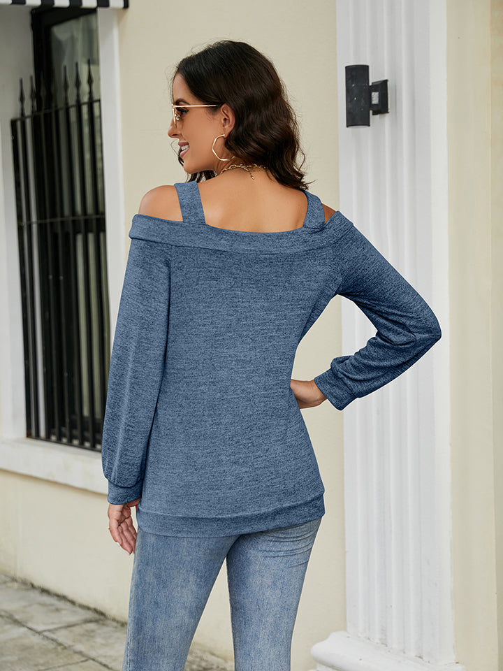 Cold Shoulder Cutout Square Neck Blouse king-general-store-5710.myshopify.com