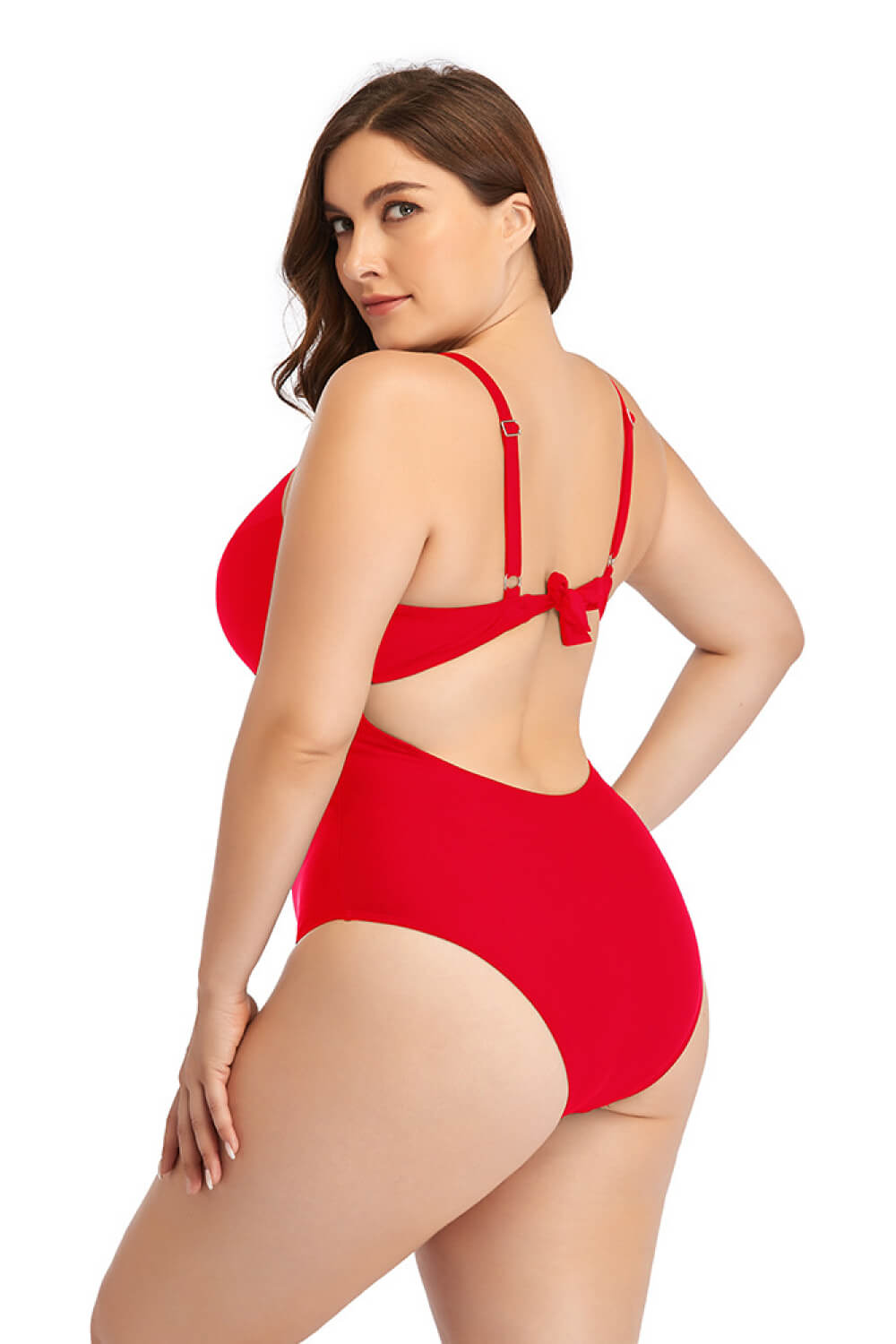 Plus Size Spliced Mesh Tie-Back One-Piece Swimsuit king-general-store-5710.myshopify.com