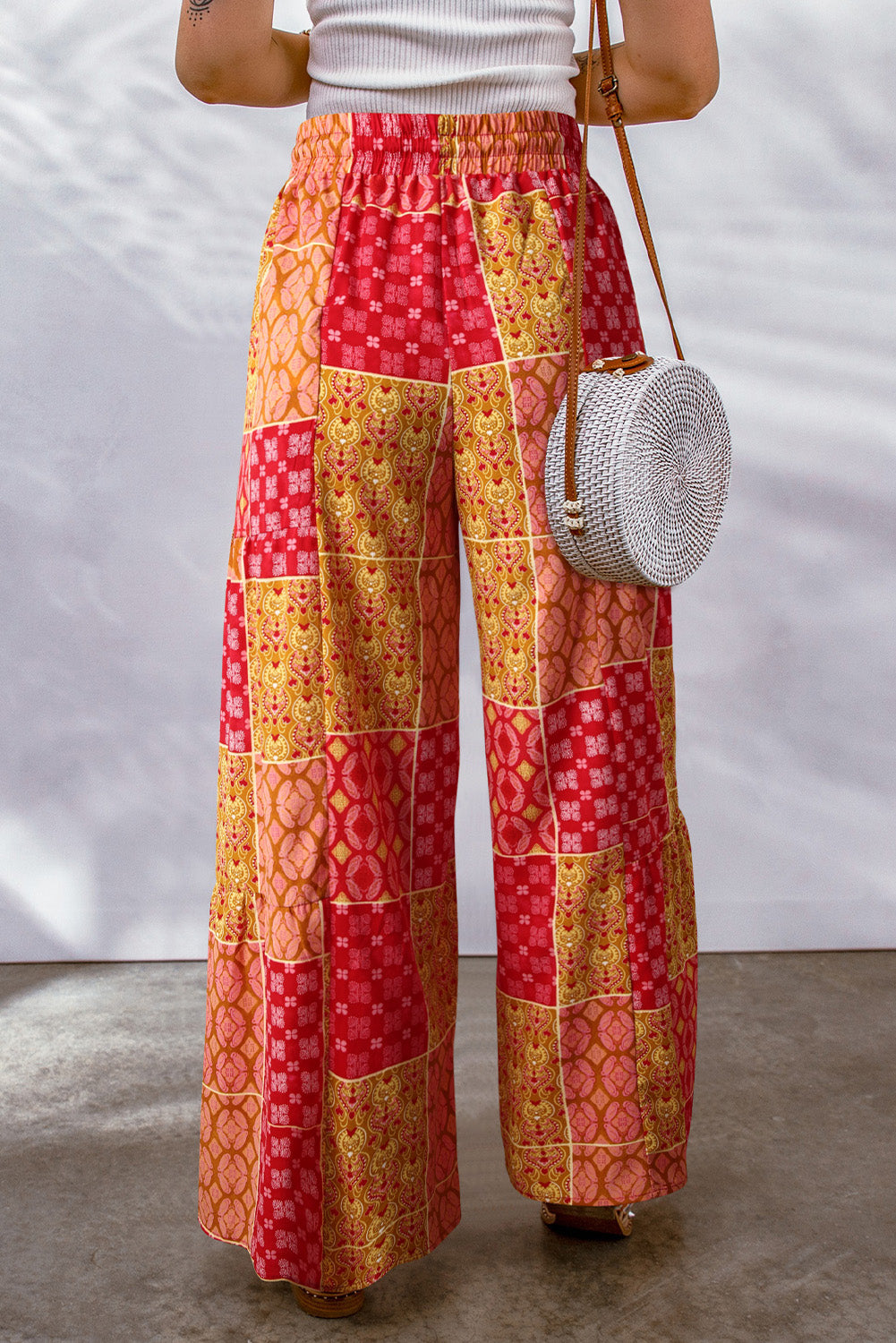 Bohemian Patchwork Drawstring Wide Leg Pants king-general-store-5710.myshopify.com