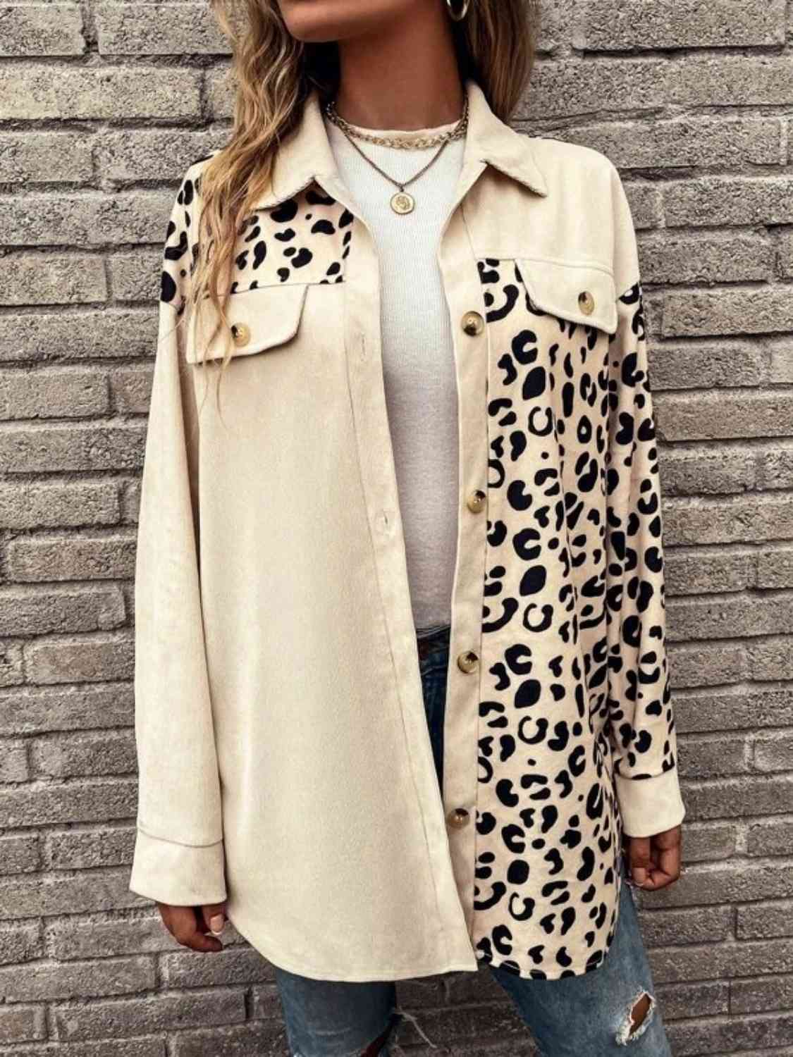 Full Size Leopard Collared Shirt king-general-store-5710.myshopify.com