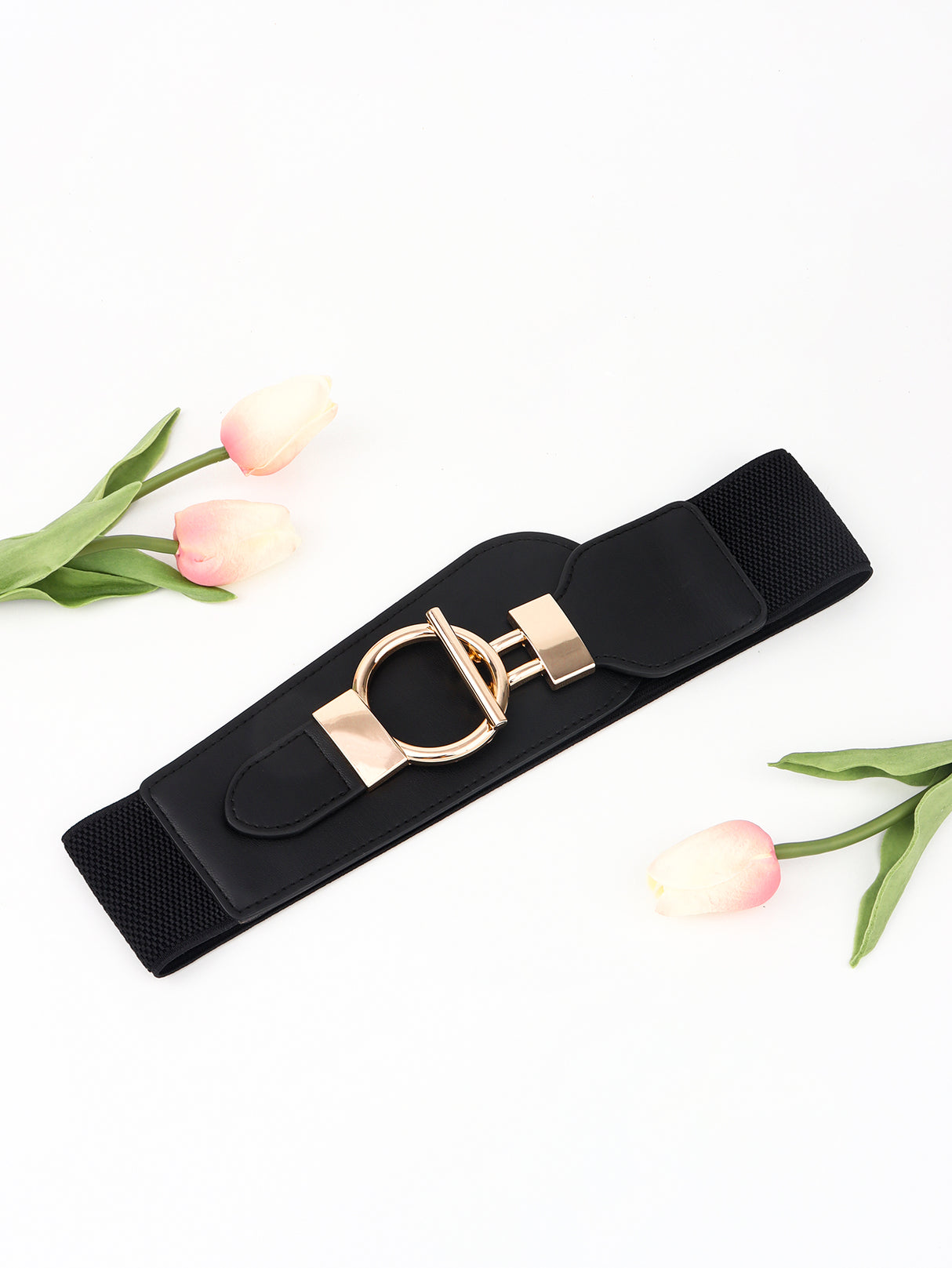 PU Elastic Wide Belt with Alloy Buckle king-general-store-5710.myshopify.com