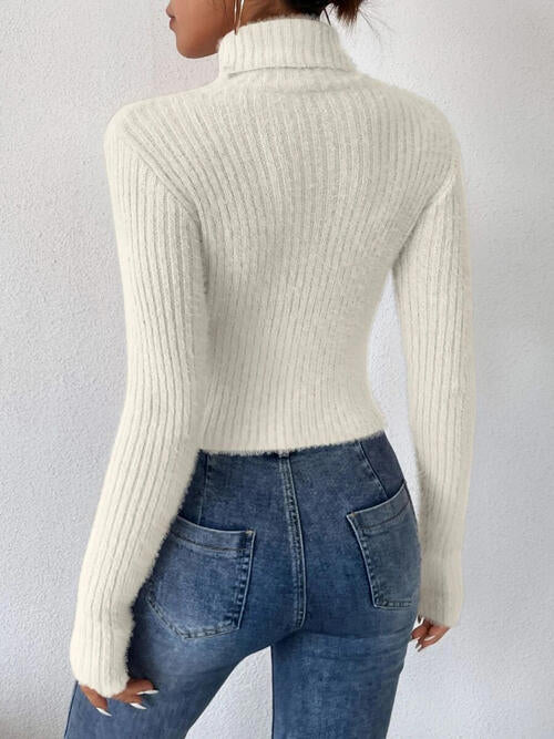 Ribbed Turtleneck Long Sleeve Sweater king-general-store-5710.myshopify.com