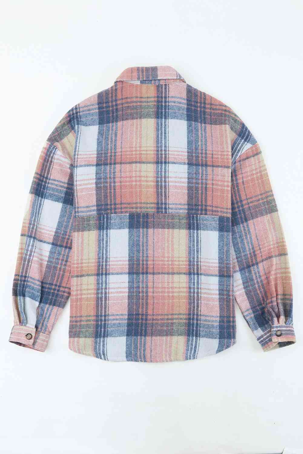 Double Take Plaid Dropped Shoulder Shacket king-general-store-5710.myshopify.com