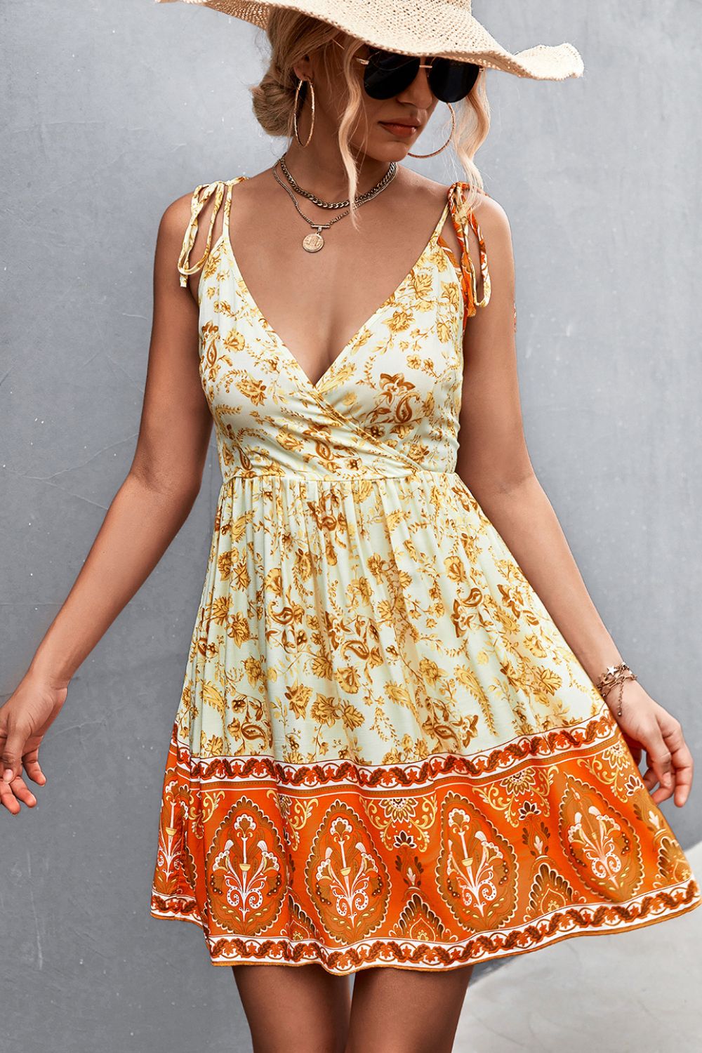 Bohemian Tie Shoulder Surplice Backless Dress king-general-store-5710.myshopify.com