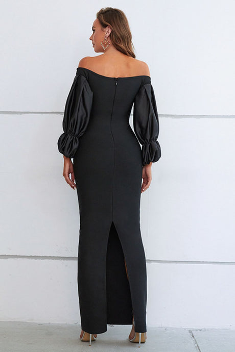 Off-Shoulder Bubble Sleeve Slit Dress king-general-store-5710.myshopify.com