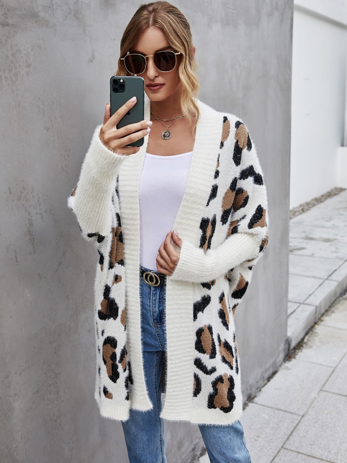 Leopard Pattern Fuzzy Cardigan king-general-store-5710.myshopify.com