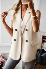 Double-Breasted Sleeveless Blazer king-general-store-5710.myshopify.com