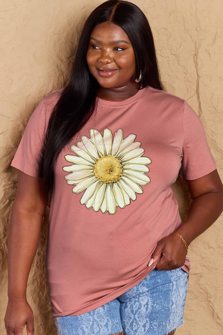 Simply Love Full Size FLOWER Graphic Cotton Tee king-general-store-5710.myshopify.com