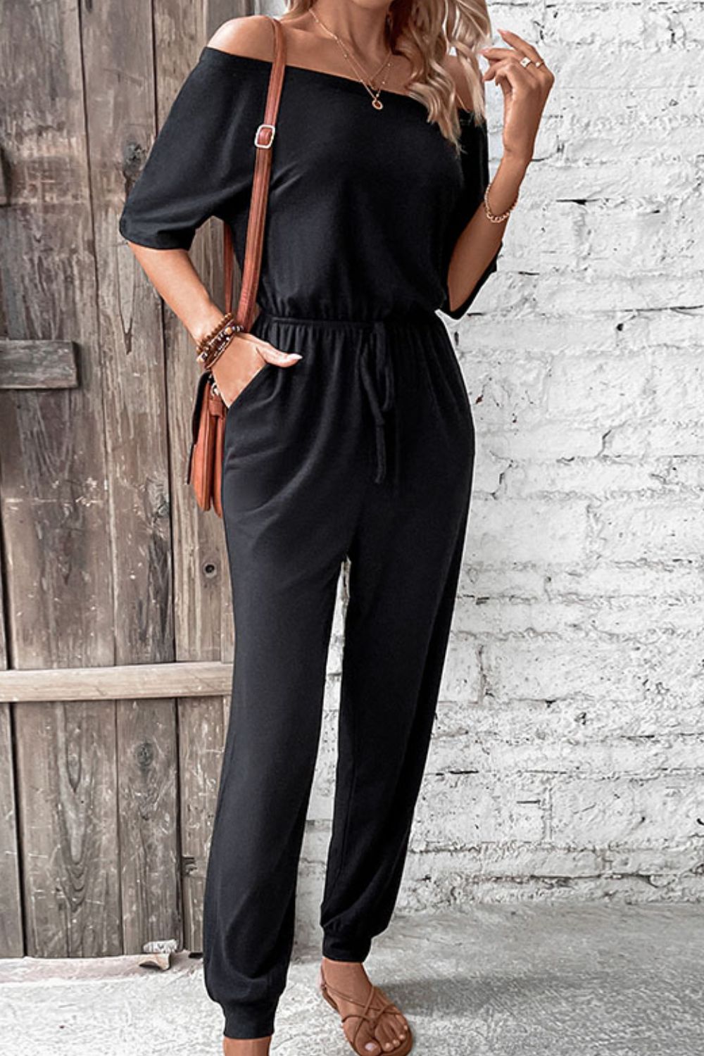 Off-Shoulder Jumpsuit with Pockets king-general-store-5710.myshopify.com