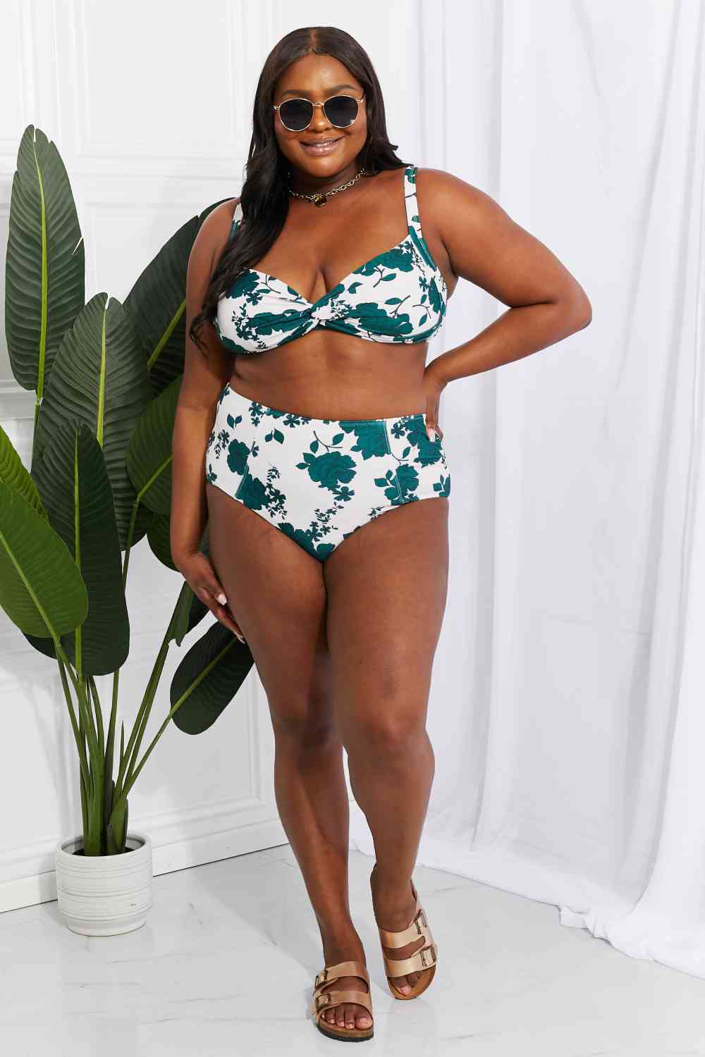 Marina West Swim Take A Dip Twist High-Rise Bikini in Forest king-general-store-5710.myshopify.com