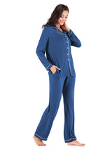 Collared Neck Long Sleeve Loungewear Set with Pockets king-general-store-5710.myshopify.com