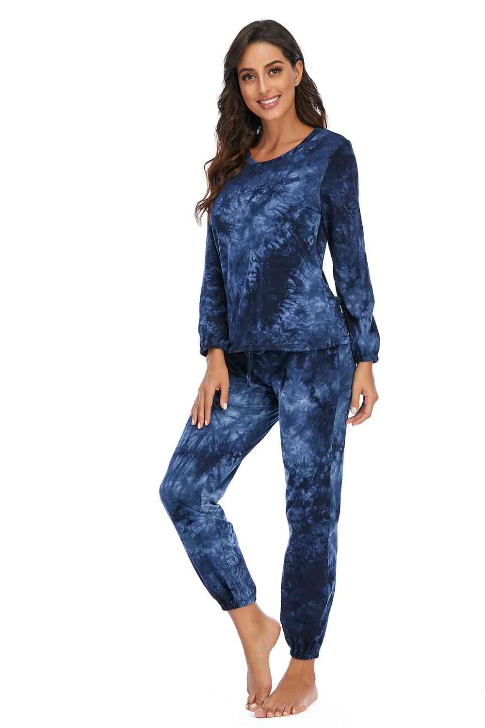 Tie-Dye Top and Drawstring Pants Lounge Set king-general-store-5710.myshopify.com