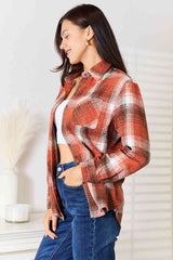 Double Take Plaid Collared Neck Long Sleeve Shirt king-general-store-5710.myshopify.com