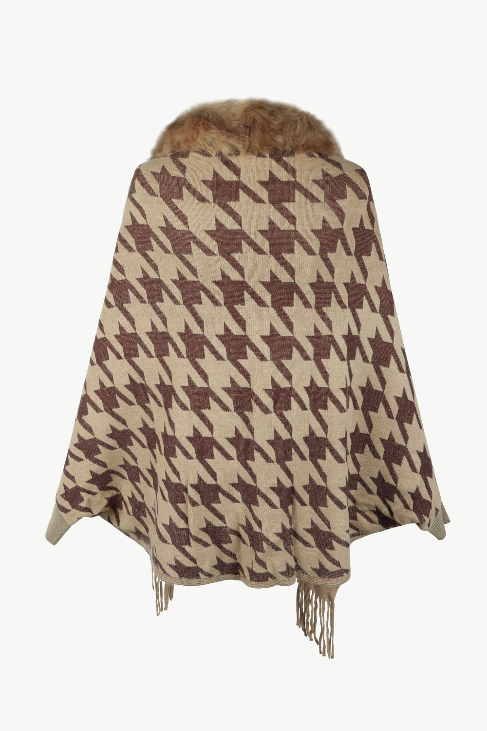 Houndstooth Fringe Hem Poncho king-general-store-5710.myshopify.com