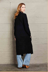 Double Take Waffle Knit Open Front Duster Cardigan With Pockets king-general-store-5710.myshopify.com