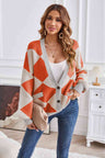 Geometric Lantern Sleeve Cardigan with Pockets king-general-store-5710.myshopify.com