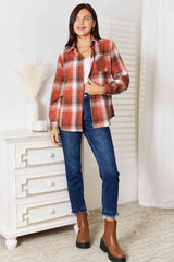 Double Take Plaid Collared Neck Long Sleeve Shirt king-general-store-5710.myshopify.com