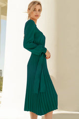 Round Neck Long Sleeve Pleated Sweater Dress king-general-store-5710.myshopify.com