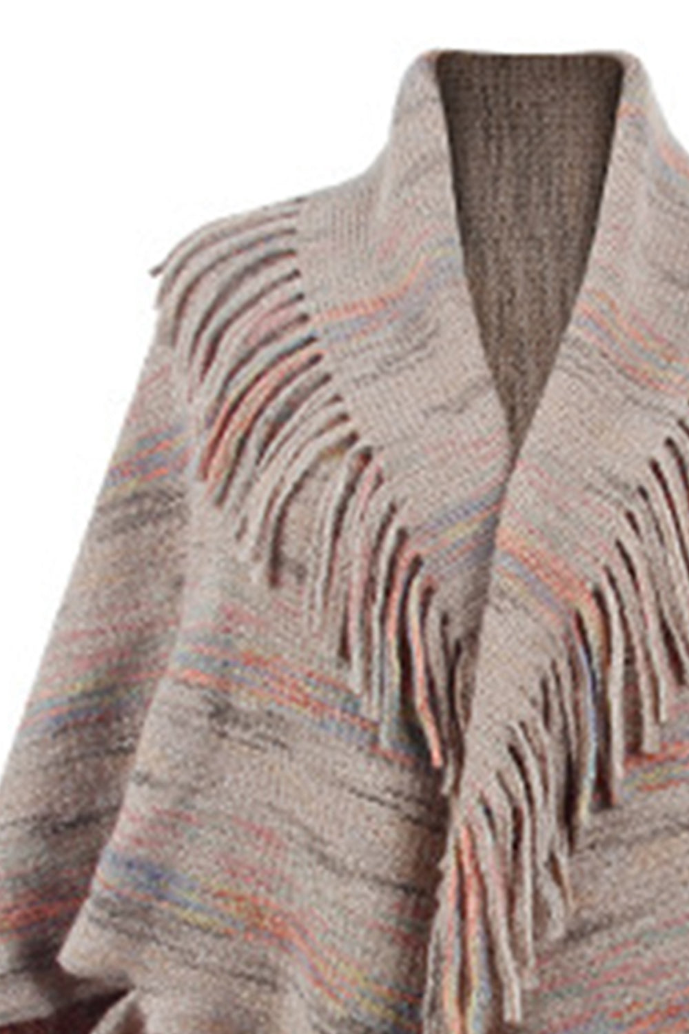 Fringe Detail Printed Poncho king-general-store-5710.myshopify.com