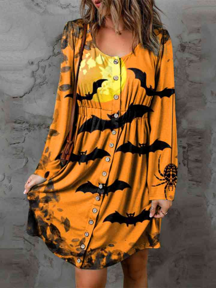 Full Size Halloween Theme Round Neck Long Sleeve Magic Dress king-general-store-5710.myshopify.com