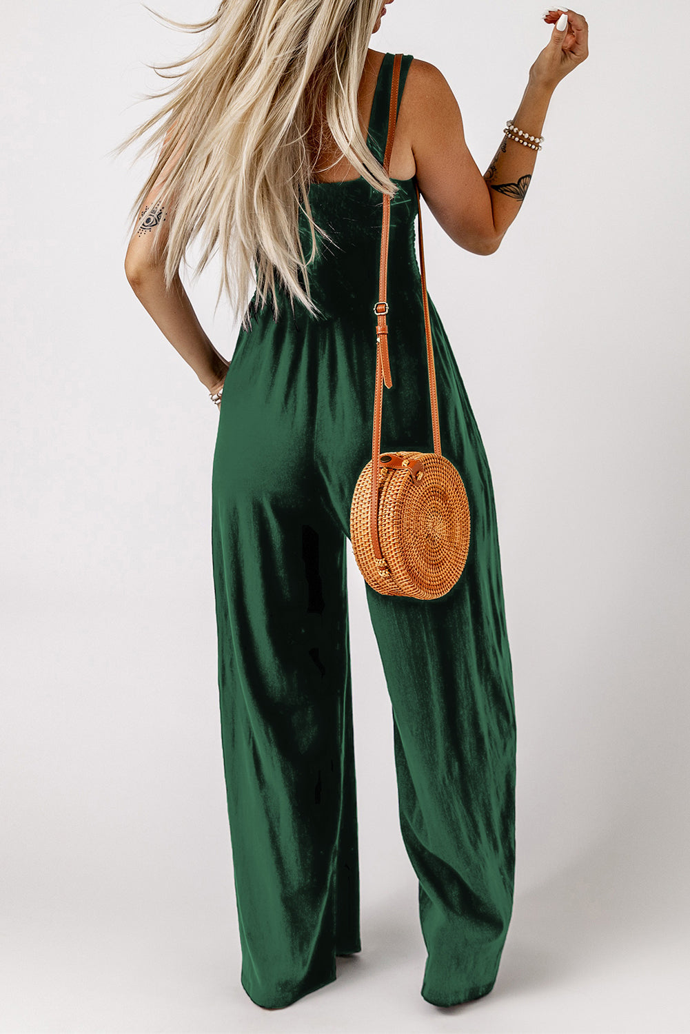 Smocked Square Neck Wide Leg Jumpsuit with Pockets king-general-store-5710.myshopify.com