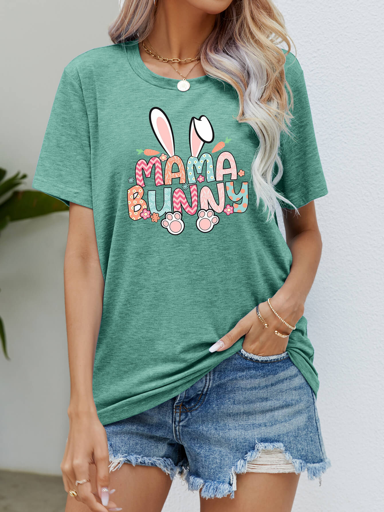 MAMA BUNNY Easter Graphic Short Sleeve Tee king-general-store-5710.myshopify.com