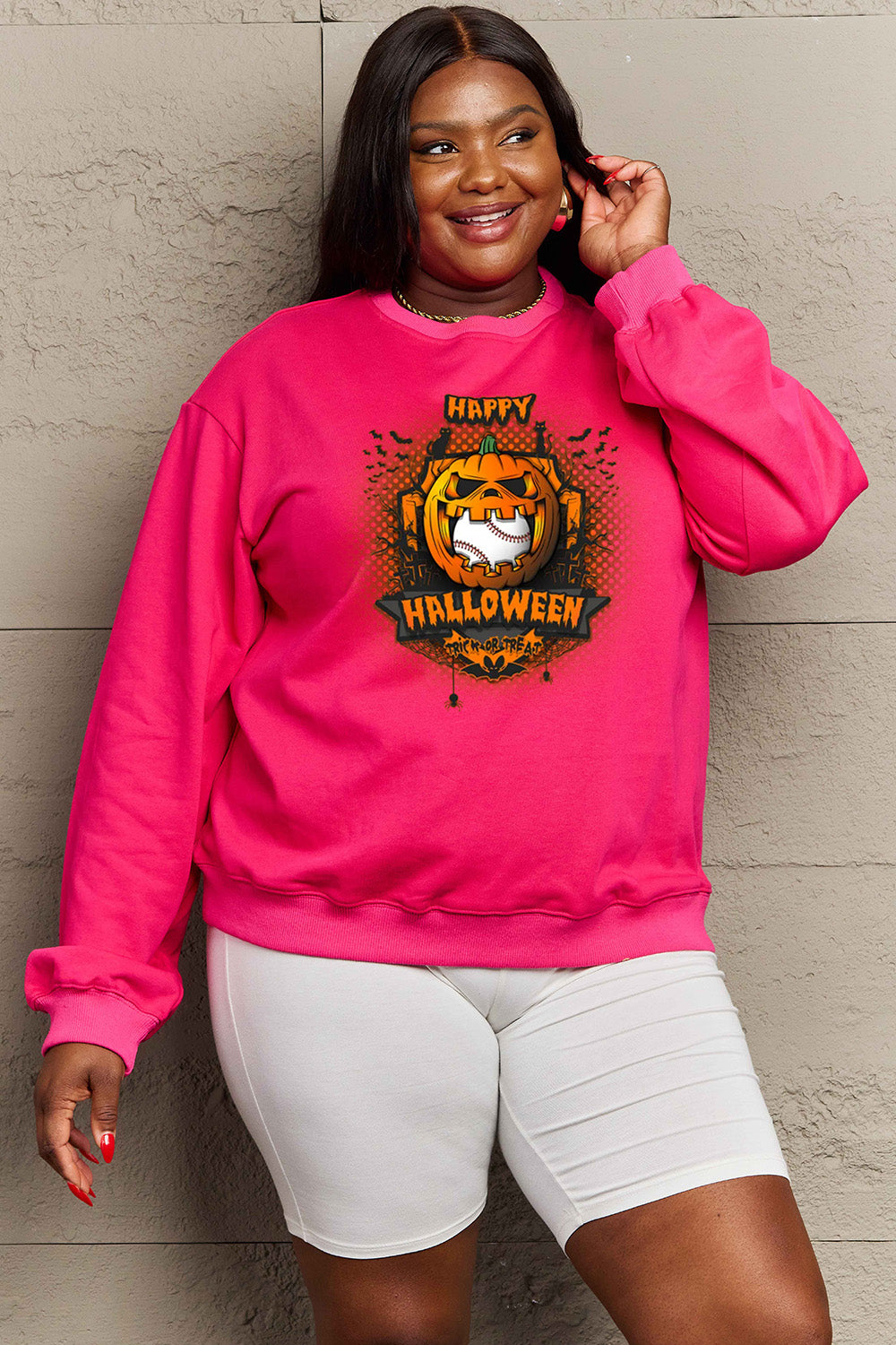 Simply Love Full Size HAPPY HALLOWEEN Graphic Sweatshirt king-general-store-5710.myshopify.com