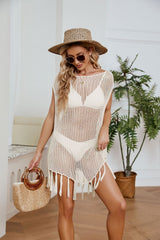 Fringe Trim Openwork Cover-Up Dress king-general-store-5710.myshopify.com