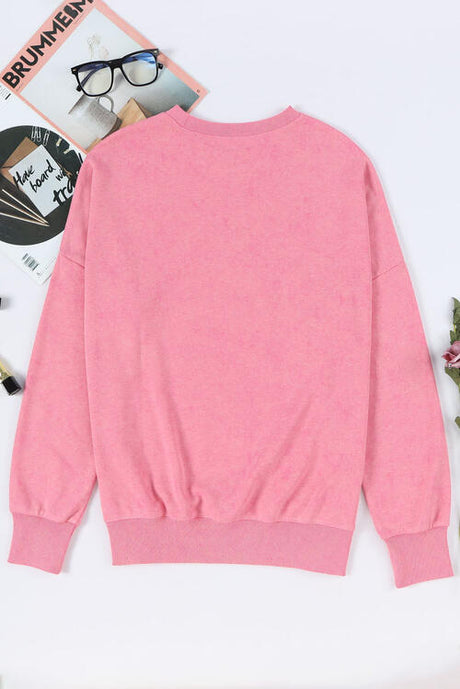 Sequin Candy Cane Round Neck Slit Sweatshirt king-general-store-5710.myshopify.com