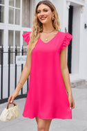 Ruffled V-Neck Flutter Sleeve Dress king-general-store-5710.myshopify.com