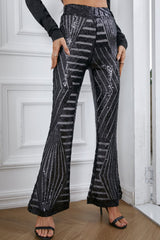 Double Take Sequin High Waist Flared Pants king-general-store-5710.myshopify.com