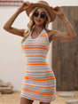 Striped Halter Neck Mini Sweater Dress king-general-store-5710.myshopify.com