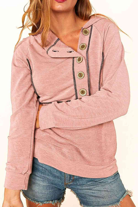 Buttoned Long Sleeve Hoodie king-general-store-5710.myshopify.com