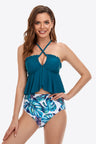 Botanical Print Ruffled Halter Neck Two-Piece Swimsuit king-general-store-5710.myshopify.com