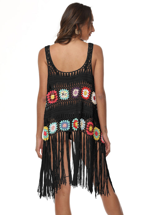 Openwork Fringe Detail Embroidery Sleeveless Cover-Up king-general-store-5710.myshopify.com