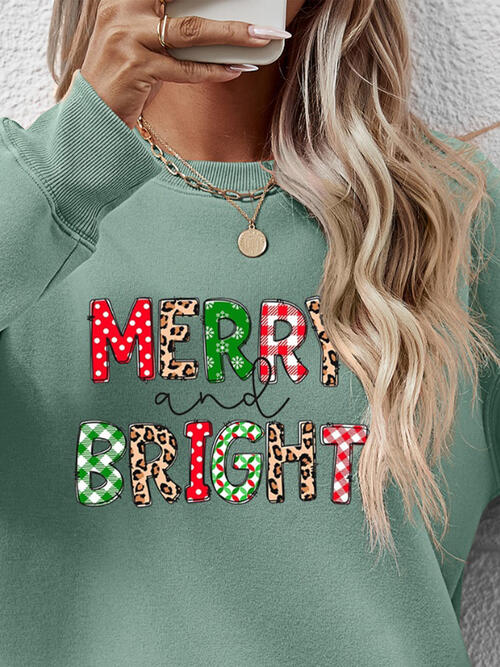 MERRY AND BRIGHT Round Neck Sweatshirt king-general-store-5710.myshopify.com