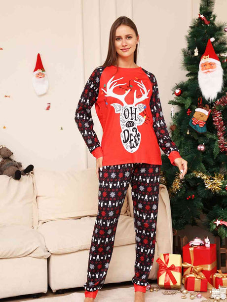 Full Size Reindeer Graphic Top and Pants Set king-general-store-5710.myshopify.com