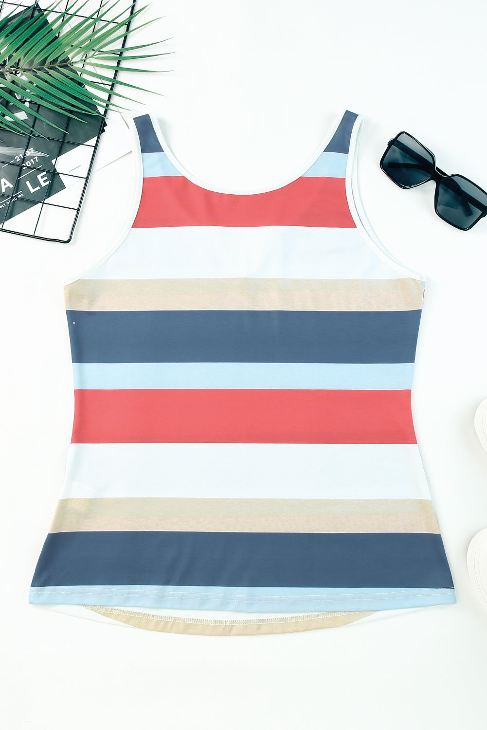 Striped Notched Neck Tank king-general-store-5710.myshopify.com