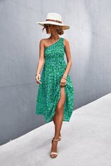 Floral Smocked One-Shoulder Midi Dress king-general-store-5710.myshopify.com