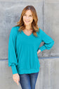 Basic Bae Full Size V-Neck Lantern Sleeve Blouse king-general-store-5710.myshopify.com