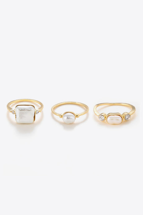 Pearl 18K Gold-Plated Ring Set king-general-store-5710.myshopify.com