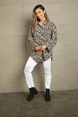 Double Take Leopard Roll-Tap Sleeve Shirt king-general-store-5710.myshopify.com